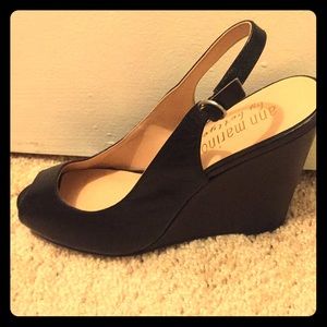 Black sling back wedge